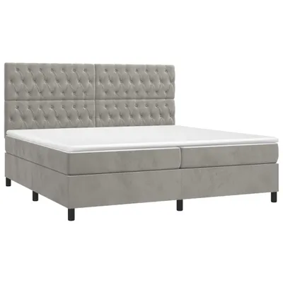 Obrázek produktu pro vidaXL Postel Boxspring s matrací Light Grey 200x200 cm Velvet