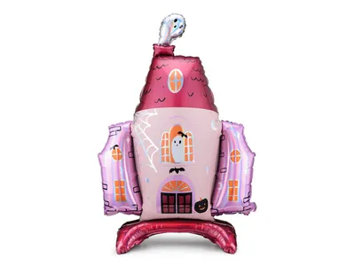 Productafbeelding van Een spookachtig ballonarrangement in de vorm van een huis voor Halloween