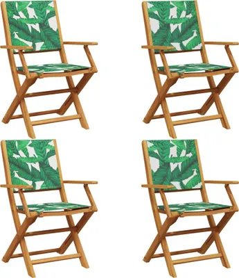 Image de vidaXL Chaises de jardin 4 pcs. Pliable Vert Tissu et bois massif