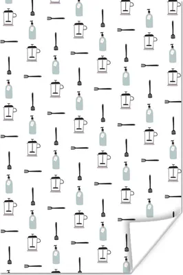 Produktbild von MuchoWow® Poster Küchengeräte - Muster - Grau 20x30 cm - Papierdruck