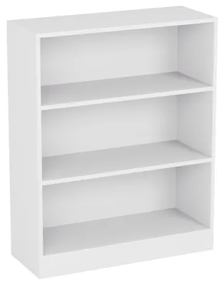 Bücherregal 3-stufig, H75xB60xT24 cm, weiß, Holz