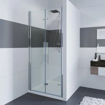 Produktbild von IMPTS Duschtür 75cm Falttür Rahmenlos Duschabtrennung Nische Duschkabine Sicherheitsglas Nischentür Dusche Höhe 185cm