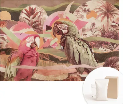 Obrázek produktu pro Samolepicí fototapeta – nástěnné obrazy do obývacího pokoje – 152 x 104 cm – dekorativní fólie na stěny – moderní design pro výzdobu stěn – tapety do interiérů – tropické ptáky
