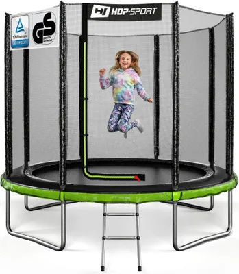Image de Hop-Sport Trampoline de Jardin pour enfants 244 cm (8ft), Kit complet avec Filet de Sécurité Extérieur, Échelle, Robuste et Stable
