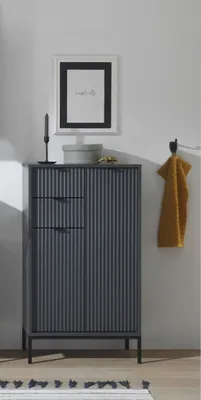 Produktbild von Badkommode >Lucera< in Grau aus Grau matt MDF Tiefzieh - 60x106x32cm (BxHxT)