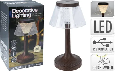 Zdjęcie produktu dla Lampa stołowa drewniana LED ładowalna dekoracyjna wielokolorowa 27cm