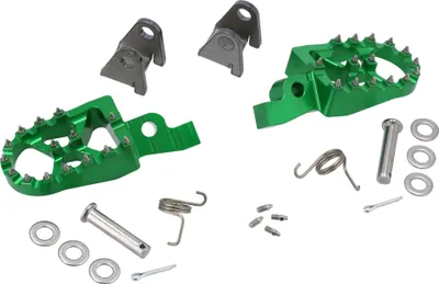 Immagine prodotto di Set: poggiapiedi CNC AKF in stile MX, incl. Molle, fogli bordati - anodizzato verde