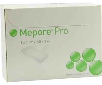 Obrázek produktu pro Mepore Pro Sterile 6 x 7 cm voděodolný, samolepicí savý obvaz, 60 náplastí