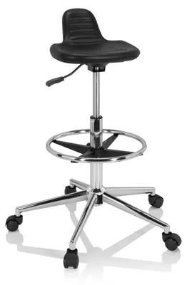 Produktbild von hjh OFFICE Drehhocker TOP WORK 03 I Rollhocker Arbeitshocker, Ergonomischer Hocker für Büro Praxis Homeoffice, Hartschaum
