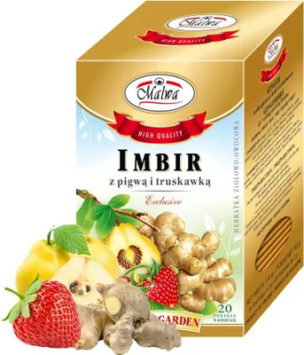 Produktbild von Aromatisierter Kräuter-Früchtetee mit Ingwer, Quitte und Erdbeere, 20 Beutel / MALWA
