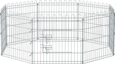 Productafbeelding van Binnen- en buitengebruik, inklapbare ren voor honden, konijnenren - geschikt voor honden, puppy's en katten - zilverkleurig