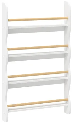 Produktbild von Bücherregal Kinder, Kinderregal mit 4 Regal, Wandregal mit Kippschutz Montessori 60 x 10 x 98 cm, Weiß