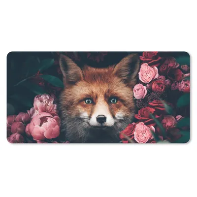 Produktbild von MuchoWow® Mauspad Mousepad Fuchs - Blumen - Tiere 60x30 cm - Mousepads - Maus Mat - Pad - Mausunterlage - Nachhaltig