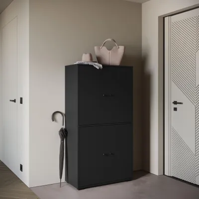 Zdjęcie produktu dla MINIO go for it, „DAFNI 20”, wysoka szafka na buty, wysoka szafka garderobiana, 70 cm, kolor czarny