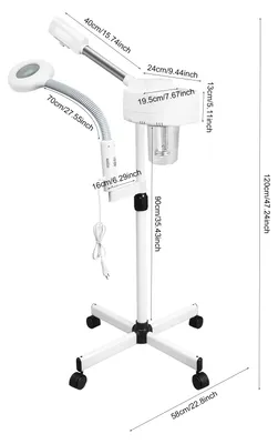 Produktbild von 2-in-1 Gesichtsbedampfer - Gesichtssauna mit LED-Lupenlampe - 800W Nano-Dampf - UV-Sterilisation - 680 ml Tank - Rollstativ 220V EU-Stecker