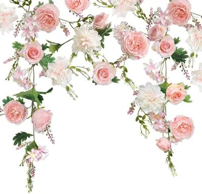 Produktbild von Kunstblumen-Guirlande, Dekorative Blumen für Tisch, Tür, Wand, Hochzeit und Party - Rosa