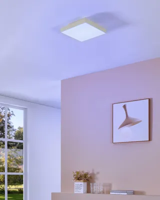 Imagen del producto de Eglo LED Smart Aufbaupanel Turcona-z Weiß 30x30cm 16W 1750lm RGBTW 2700K-6500K Dimmbar App Google Alexa Bluetooth ZigBee