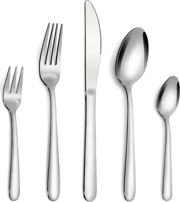 Produktbild von 60-teiliges Besteckset für 12 Personen - rostfreies Besteck - hochglanzpoliert - spülmaschinenfest