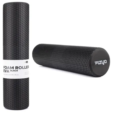 Produktbild von FIZYO Langer Massageroller – EVA-Schaumstoffrolle mit Noppen für Yoga, Pilates, Fitness, Rehabilitation und Muskelregeneration – 60x15 cm Schwarz