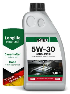 Produktbild von MATHY SAE 5W-30 Longlife III 1,0 l - Synthetisches HC-Motoröl