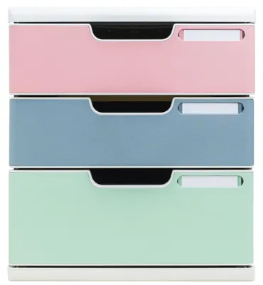 Produktbild von Exacompta Schubladenbox Modulo, 3 Schubladen, AutentiK Farben sortiert 325303D