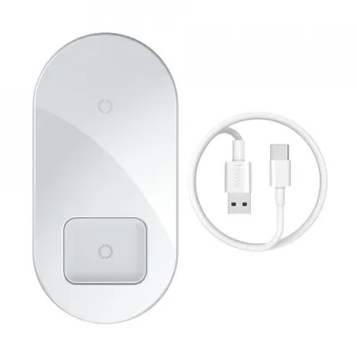 Produktbild von Baseus Simple Pro 2in1 Kabelloses Ladegerät für iPhone, AirPods 15W weiß
