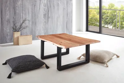 Produktbild von Couchtisch Baumkante 120 x 80 cm Akazie naturfarben schwarz LUBIN