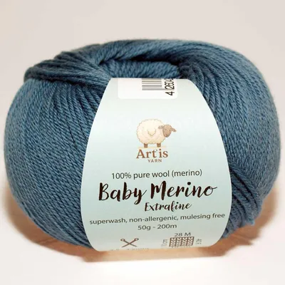 Immagine prodotto di Baby Merino Extrafine Art'is Yarn 100% Pura Lana | Mulesing-free & Superwash (50g / 200m) (247 blu nebbia)