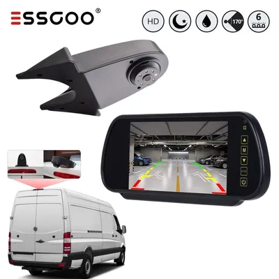 Produktbild von Rückfahrkamera mit Rückspiegel Monitor 7 Zoll für Sprinter Crafter Transit Transporter mit Distanzlinien Infrarot Nachtsicht IP68 wasserdicht 8m Kabel