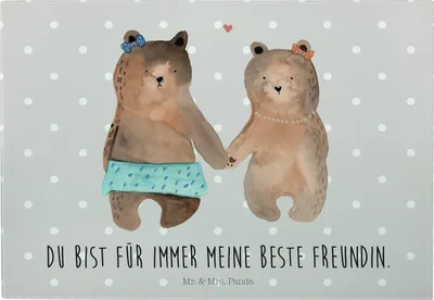 Produktbild von Mr. & Mrs. Panda Hackbrett Bär Freundin - Grau Pastell - Geschenk, Küchenbrett, Glas Schneideplatte, Frühstücksbrett, Schneidebrett, Teddy, Glas-Schneidebrett