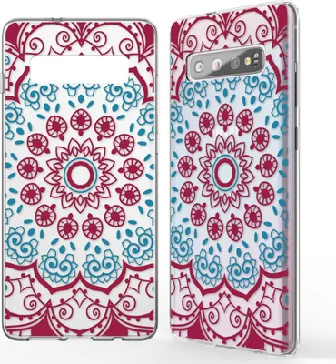 Produktbild von NALIA Hülle für Samsung Galaxy S10, Motiv Handyhülle Silikon Case Schutz Cover Red Mandala