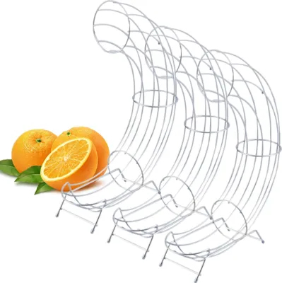 Immagine prodotto di Novaliv 3 pezzi pratico porta arance 9x44x32cm in acciaio SILVER elegante e robusto perfetta alternativa per la fruttiera dispenser di frutta porta arance dispenser di frutta porta arance porta arance porta mele
