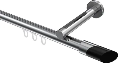 Produktbild von Interdeco Innenlaufstange / Gardinenstange mit Innenlauf Chrom, Typ Siteno Verano (Schräge Bicolor), 20 mm Ø 1-läufig, 360 cm