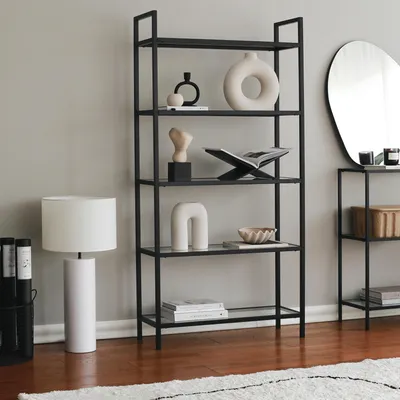Produktbild von Skye Decor, K100, Bücherregal, Schwarz, 100 % gehärtetes Glas, 80 x 30 x 165 cm