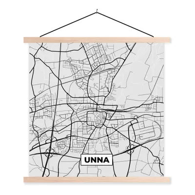 Produktbild von MuchoWow® Textilposter Deutschland - Stadtplan - Unna - Karte 60x60 cm mit holzfarbenen Rahmen - Wanddekoration