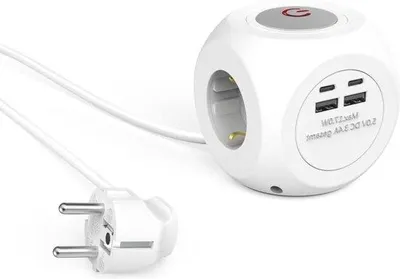 Image de Multiprise Schuko à 3 prises avec interrupteur, câble de 14 m, 3680 W