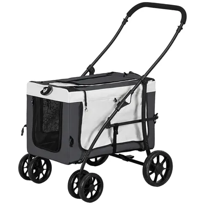 Produktbild von Hundebuggy klappbar bis 10 kg, Katzenwagen abnehmbarer Korb, 81x58x97,5 cm