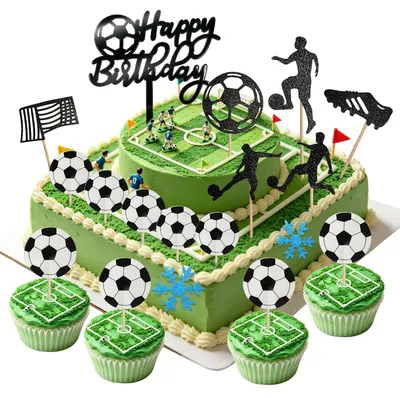 Productafbeelding van Set van 32 Voetbal Cupcake Toppers