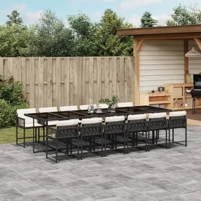 Produktbild von 2025 cloris Gartenmöbel Set Balkonmöbel-Set 13-tlg. Garten-Essgruppe mit Kissen Schwarz Poly Rattan - Gartenmöbelgarnituren Sale8236242 6parcel