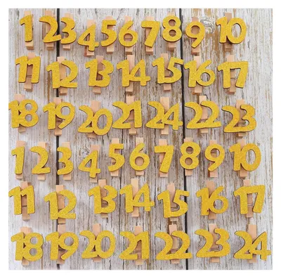 Produktbild von Adventskalender Zahlen Holzklammern 1-24 zum Basteln 2 Sets (48 Stück)