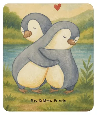 Produktbild von Mr. & Mrs. Panda Wärmedecke Pinguine Kuscheln Design 130 x 155 cm - Weiß - Geschenk, Freundin, Valentinstag, Decke, Freund, für Frauen, Tagesdecke, Heimdecke, Winterdecke