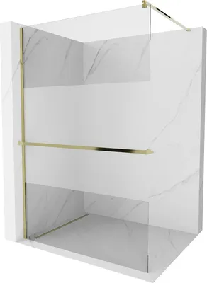 Produktbild von Mexen Kioto+ Duschwand mit Ablage und Reling 80 x 200 cm, Transparent/Frost 8 mm, Gold - 800-080-121-50-35