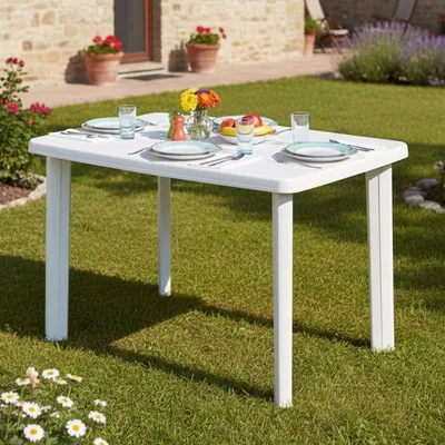 Produktbild von Pinedale - Gartentisch, 101x68x72h cm Weiß, 6 Plätze  Italy