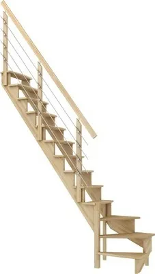 Produktbild von Pertura Wangentreppe Filia Buche Leimholz Lackiert Ohne Setzstufen Seitenwange buche 1/4-gewendelt unten links 65 cm 12