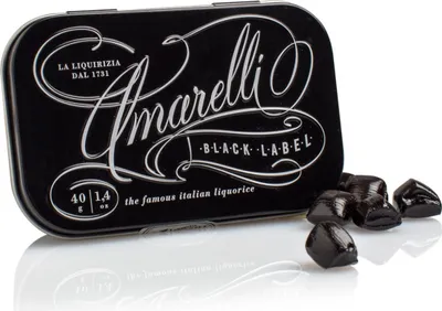 Produktbild von Amarelli Spezzata "Black Label" Lakritz in der Dose, 40 g, Amarelli Italien