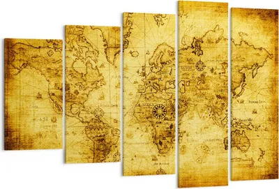 Produktbild von Bild auf Leinwand - Leinwandbild - Karte Welt Kontinente - 150x100cm - Wand Bild - Wanddeko - Leinwanddruck - Bilder - Kunstdruck - Wanddekoration - Leinwand bilder - Wandkunst - EG150x100-0127