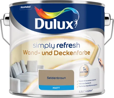 Produktbild von Dulux Simply Refresh Wand und Deckenfarbe - Seidenbraun - 2,5 l - Erfrischende, langlebige Innenfarbe für ein schönes Zuhause