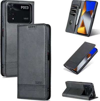 Obrázek produktu pro Xiaomi Poco X4 Pro 5G Leather Case, Flip Cover Wallet Case Magnetic Closure Stand Protective Case pro Xiaomi Poco X4 Pro 5G Black