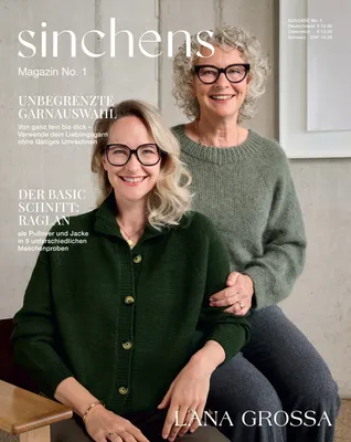 Produktbild von Lana Grossa Sinchens No. 1 Strickmagazin mit TOP DOWN Modellen für Pullover und Jacke im klassischen Raglan-Stil