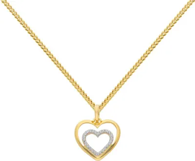 Produktbild von Gold Anhänger Herz Zirkonia mit Goldkette  333-8 Karat Gold 42 cm